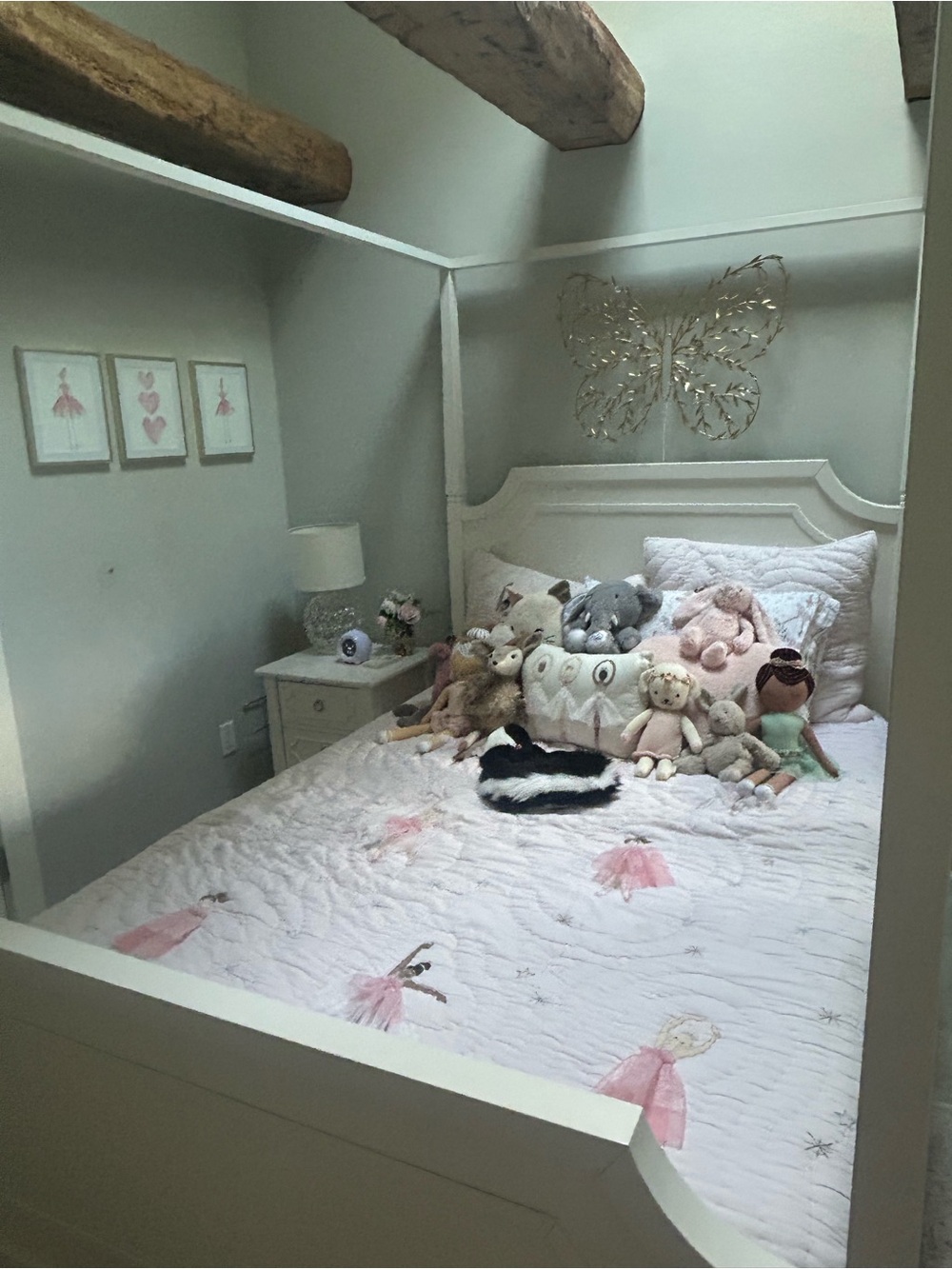 Pottery Barn Kids Girls Pink Ballet Quilt Shams Throw Pillows Dolls and Prints